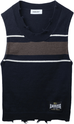 Ambush Men's Blue Dangled Rib Knit Sweater Vest