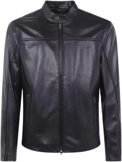 Michael Kors Men's Blue Timeless Racer Jacket With Front Pockets