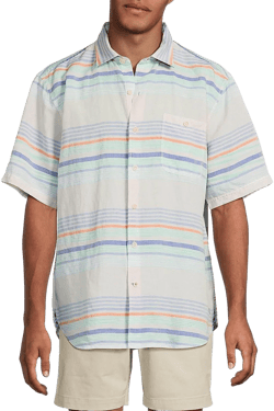 Tommy Bahama Men's Blue Striped Linen-Blend Shirt