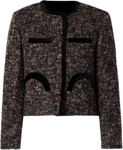 Blazé Milano Women's Black Katara Shamo Velvet-Trimmed Bouclé-Tweed Jacket