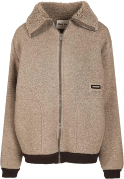Miu Miu Women's Brown Knit Bomber Jacket