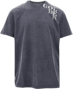 Golden Goose Men's Blue Flocked Logo T-Shirt