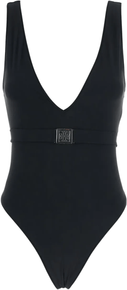 Tory Burch Women's Black Belted Logo Swimsuit
