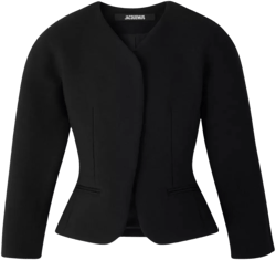 Jacquemus Women's Black Tailored Blazer Peplum Structured Shoulders