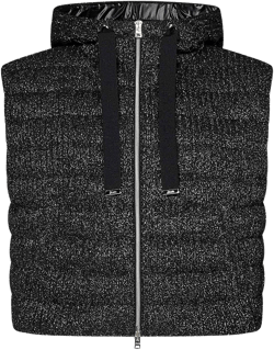 Herno Women's Black Cropped Hooded Down-Filled Vest