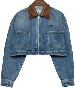 Prada Women's Blue Denim Crop Shirt Jacket