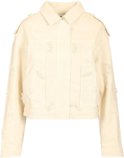 Self-Portrait Women's Natural Floral Beaded Denim Jacket