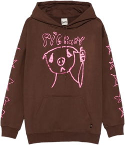 Perks And Mini Women's Red X Pig Baby Graphic-Print Hoodie
