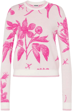 Moschino Women's Pink Floral-Print Wool Sweater