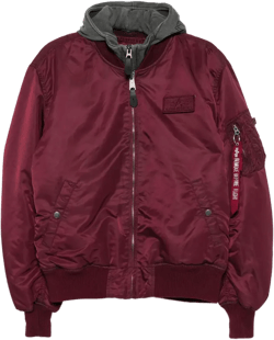 Alpha Industries Men's Red Logo-Appliqué Hooded Bomber Jacket