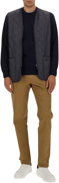 Barbour Men's Blue Quilted Sleeveless Vest Front Pockets