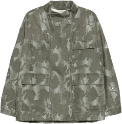 CROQUIS Men's Green Printed Cotton Jacket
