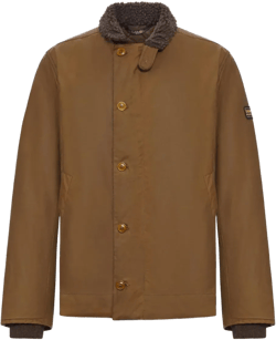 Barbour Men's Brown Borg-Collar Cotton Jacket