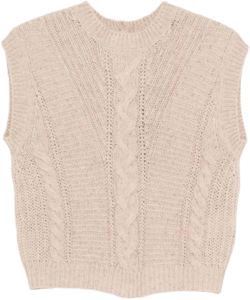 Max Mara Women's Natural Cable Knit Crew Neck Knitted Vest