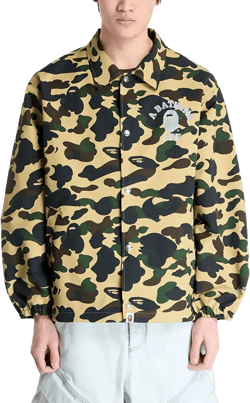 A Bathing Ape Men's Yellow Logo-Print Camouflage-Pattern Jacket