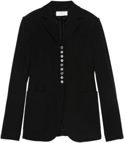 Sportmax Women's Black Tailored Blazer With Notched Lapel And Metallic Buttons