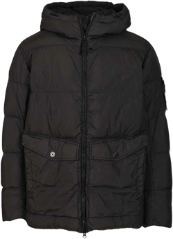 Stone Island Men's Black Hooded Down Jacket Jackets