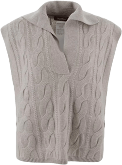 Max Mara Women's Gray Cable Knit Wool Cashmere Vest