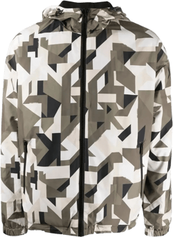 Karl Lagerfeld Men's Gray Geometric-Print Hooded Jacket