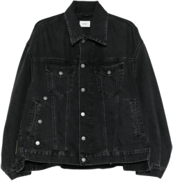 Haikure Women's Black Button-Fastening Denim Jacket