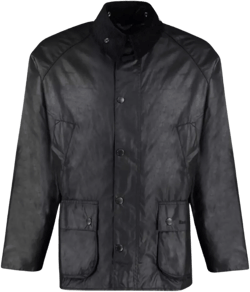 Barbour Men's Gray Waxed Cotton Jacket With Corduroy Collar