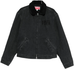 KENZO Men's Black Sherpa-Collar Denim Jacket