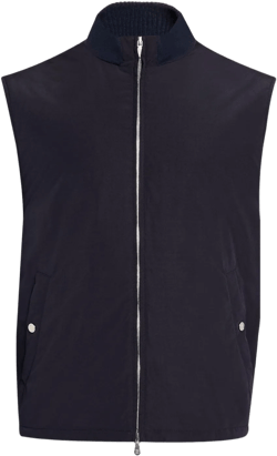 Brunello Cucinelli Men's Blue High Summer Capsule Nylon Full-Zip Vest