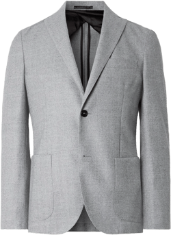 Incotex Men's Gray Slim-Fit Herringbone Wool Blazer