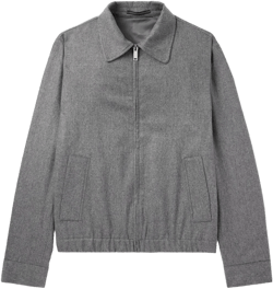 Incotex Men's Gray Brushed Wool-Blend Flannel Bomber Jacket
