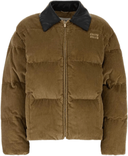 Miu Miu Women's Green Corduroy Down Jacket
