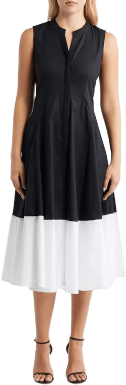 Halogen® Women's Black Colorblock Sleeveless Cotton Dress