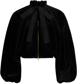 Patou Women's Black Balloon-Sleeve Velvet Jacket