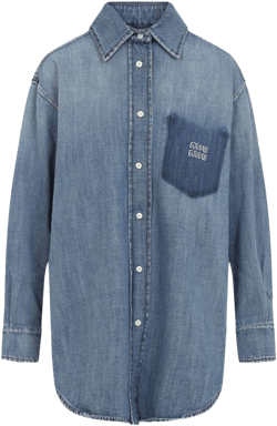 Miu Miu Women's Blue Suede And Denim Shirt
