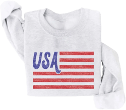 Oat Collective Women's Red Usa Flag Graphic Sweatshirt