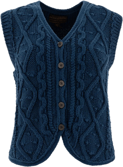Filson Women's Blue Cable-Knit Buttoned Vest