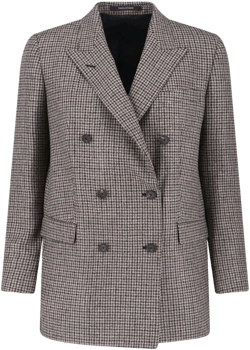Tagliatore 0205 Women's Gray Double-Breasted Virgin Wool Blazer