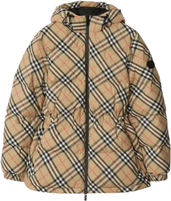 Burberry Women's Natural Vintage Check Pattern Puffer Jacket