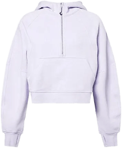lululemon Women's Purple Half-Zip Embroidered-Logo Cotton-Blend Hoody