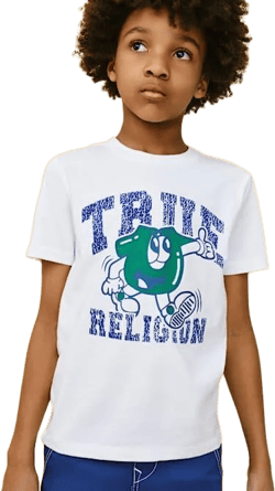 True Religion Men's Blue Boys Shoey Logo T-shirt