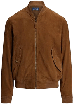 Polo Ralph Lauren Men's Brown Flight Polo-Pony Embroidered Suede Bomber Jacket