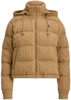 Polo Ralph Lauren Women's Natural Cable-Knit Wool And Cashmere Down Jacket