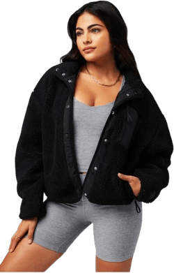 Fabletics Women's Black Tahoe Teddy Jacket
