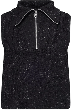 Varley Women's Black Hally Half-Zip Rib Cotton Knitted Vest