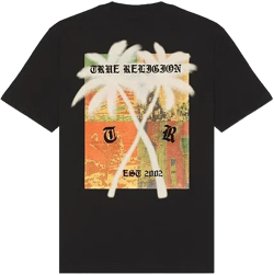 True Religion Men's Black Palm Tree Tee