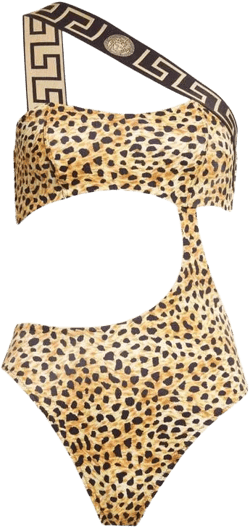 Versace Women's Metallic Cheetah Print Cutout One-Shoulder One-Piece Swimsuit