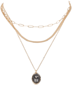 Nordstrom Rack Women's Oval Crystal Pendant Triple Row Necklace
