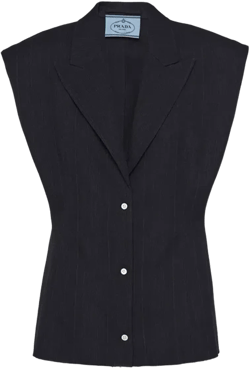 Single-breasted Wool Vest In Black
