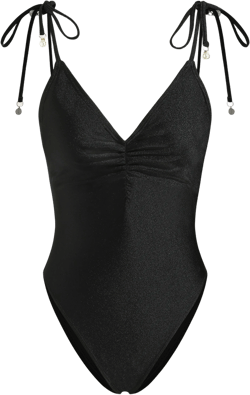 V-neck Beaded Bowknot One Piece Swimsuit