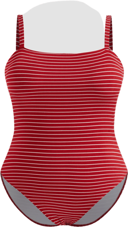 Adjustable Straps Shaping Square Neck Stripe One Piece Swimsuit Curve & Plus