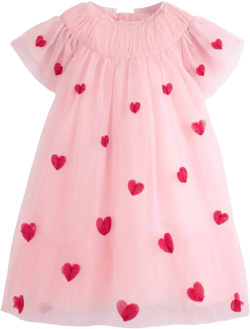 Tiered Tulle Dress-Chalk Pink Hearts
